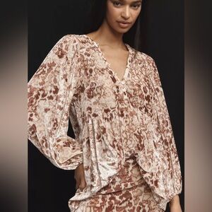 Anthropologie Long-Sleeve Velvet Tunic Top Small